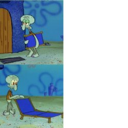 Squidward lounge chair in reverse order Meme Template
