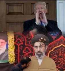 Trump and cardboard ayatollah Meme Template