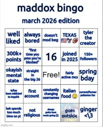 maddox bingo march 2026 edition Meme Template