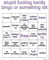 emo ass bently bingo Meme Template