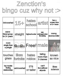 Zenction's bingo Meme Template