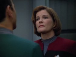 Janeway listening to the Doctor Meme Template