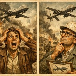 a normal person seing a drone during war with scrry reaction on Meme Template
