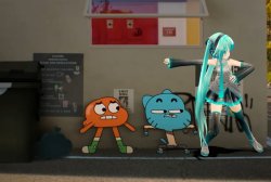 Darwin and Gumball with Hatsune Miku Meme Template