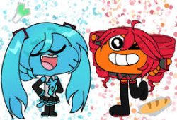 Gumball Miku and Kasane Darwin Meme Template