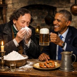 H.C Andersen sniffing flour and drinking beer with Obama Meme Template