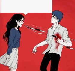 Girl shooting knives at boy's heart Meme Template
