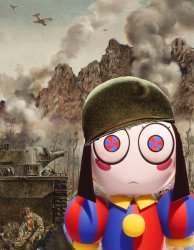 Pomni 1000 Yard Stare Meme Template