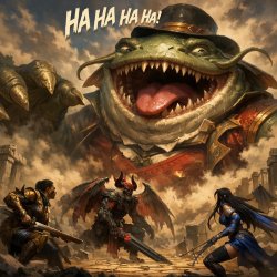 Tahm kench from league of legends being really really big and la Meme Template