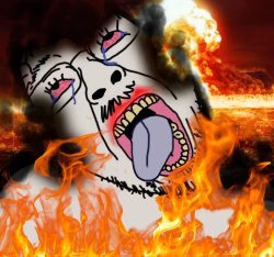 Wojak Suicide getting burned Meme Template