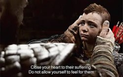 Kratos Quote: close your heart to their suffering Meme Template
