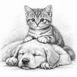 kitten sitting on a puppy Meme Template