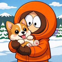 South Park Kenny holding the cutest corgi puppy ever Meme Template