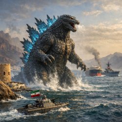 Godzilla enters the Strait of Hormuz Meme Template