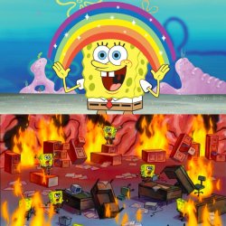 spongebob rainbow vs fire Meme Template