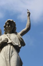 Angel with hand raised Meme Template