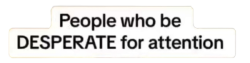 People who be DESPERATE for attention text Meme Template