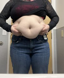 Lady grabbing fat blubber belly Meme Template