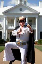 Donald Trump as Elvis Presley at Graceland Meme Template