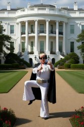 Donald Trump as Elvis at White House Meme Template