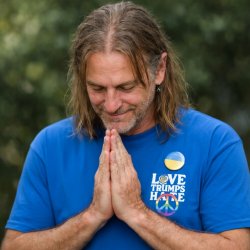 Liberal man with namaste greeting Meme Template