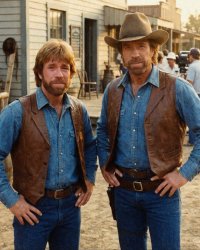 Chuck Norris and his Stunt Double Meme Template