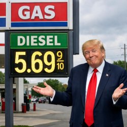A gas station sign that shows diesel at $5.69 9/10 a gallon. Tru Meme Template
