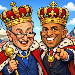 Chuck schumer and Hakeem Jefferies wearing crowns Meme Template
