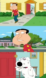 Beaten up Brian calling out Quagmire Meme Template