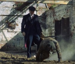 Duke running from Thomas Shelby Meme Template