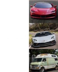 Lamborghini vs Ferrari vs Clunker Meme Template