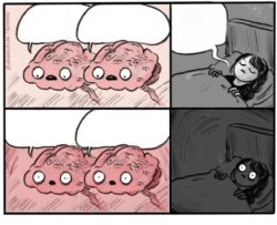 Are You Going to Sleep? with two brains Meme Template