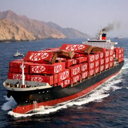 ship loaded with Kit Kat bars at the Hormuz Strait Meme Template