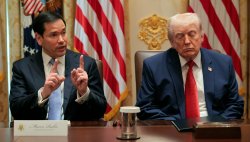 Marco Rubio measuring Sleeping Trump's Junk Meme Template