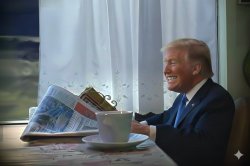 BSM Donald Trump reading newspaper and grinning Meme Template