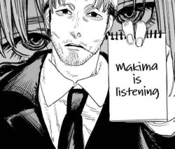 Makima is listening (but with makima staring at you) Meme Template