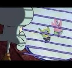 Squidword looking outside window Meme Template