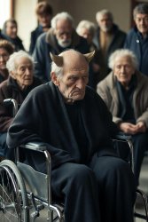 Elderly old demon at retirement home MAGA Meme Template