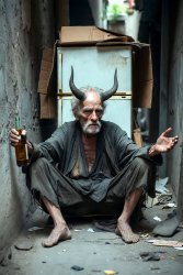 Drunken homeless horned demon old man Meme Template