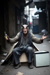 Drunken homeless horned demon old man Meme Template