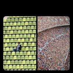 Empty stadium vs full stadium Meme Template
