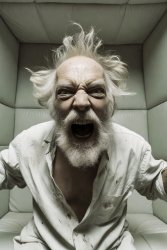 Angry old man crazy insane asylum mentally ill Meme Template