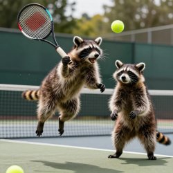racoon tennis jump Meme Template