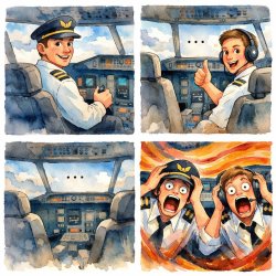 Panel 1: Airplane with pilot. Panel 2: Airplane with co-pilot. P Meme Template