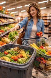 person grocery shopping with garbage can Meme Template