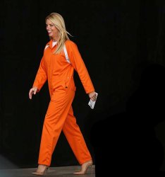 Pam Bondi orange jumpsuit prison Trump MAGA Meme Template