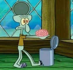 Squidward throwing his brain out Meme Template