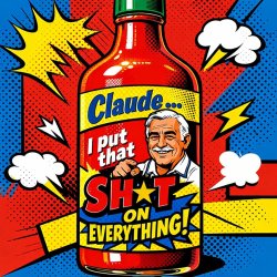 bottle of hot sauce with a label that states "Claude... I put th Meme Template