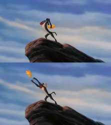 simba being thrown off a cliff Meme Template