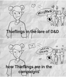 Tieflings in lore vs in campaign Meme Template